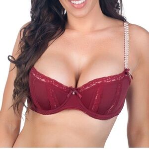 😍2/$20 NWT Alegro Lingerie Sz 36D Antique Rose Lace Insert Padded Bra